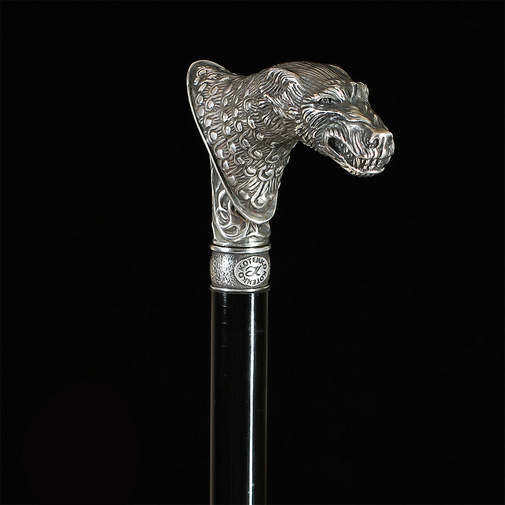 Wolf Victorian Style Silver Plated Artisan Intricate Handcarved Cane Hand Carved Artisan - Tophatter Daily Deals