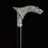 Wolf Victorian Style Silver Plated Artisan Intricate Handcarved Cane Hand Carved Artisan - Tophatter Daily Deals