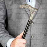 Wolf Victorian Style Silver Plated Artisan Intricate Handcarved Cane Hand Carved Artisan - Tophatter Daily Deals