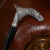 Wolf Victorian Style Silver Plated Artisan Intricate Handcarved Cane Hand Carved Artisan - Tophatter Daily Deals