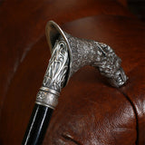Wolf Victorian Style Silver Plated Artisan Intricate Handcarved Cane Hand Carved Artisan - Tophatter Daily Deals