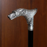 Wolf Victorian Style Silver Plated Artisan Intricate Handcarved Cane Hand Carved Artisan - Tophatter Daily Deals