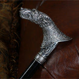 Wolf Victorian Style Silver Plated Artisan Intricate Handcarved Cane Hand Carved Artisan - Tophatter Daily Deals