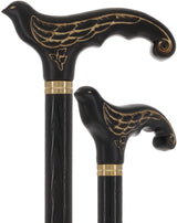 Swallow Bird Black: Artisan Intricate Detail Handcarved Cane Hand Carved Artisan - Tophatter Daily Deals