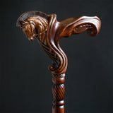 Horse Ergonomic: Intricate Handcarved Cane (Right Hand) Hand Carved Artisan - Tophatter Daily Deals