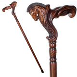 Horse Ergonomic: Intricate Handcarved Cane (Right Hand) Hand Carved Artisan - Tophatter Daily Deals