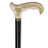 Celtic Handcarved Design Artistic White Wood Cane Hand Carved Artisan - Tophatter Daily Deals