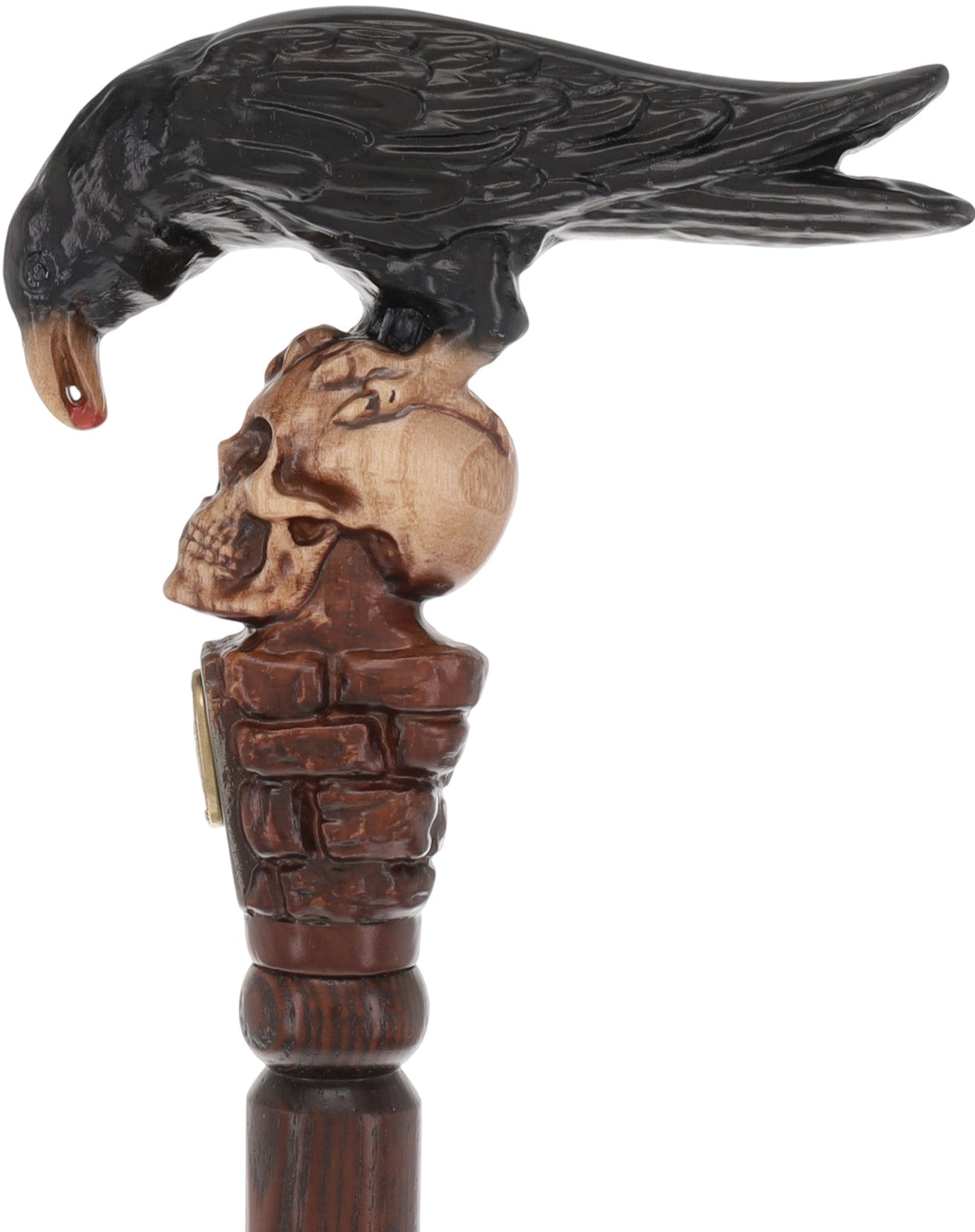 Intricate Handcarved Black Crow & Skull Artisan Cane - Unique Hand Carved Artisan - Tophatter Daily Deals
