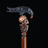 Intricate Handcarved Black Crow & Skull Artisan Cane - Unique Hand Carved Artisan - Tophatter Daily Deals