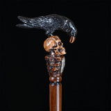 Intricate Handcarved Black Crow & Skull Artisan Cane - Unique Hand Carved Artisan - Tophatter Daily Deals