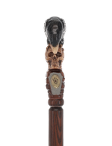 Intricate Handcarved Black Crow & Skull Artisan Cane - Unique Hand Carved Artisan - Tophatter Daily Deals