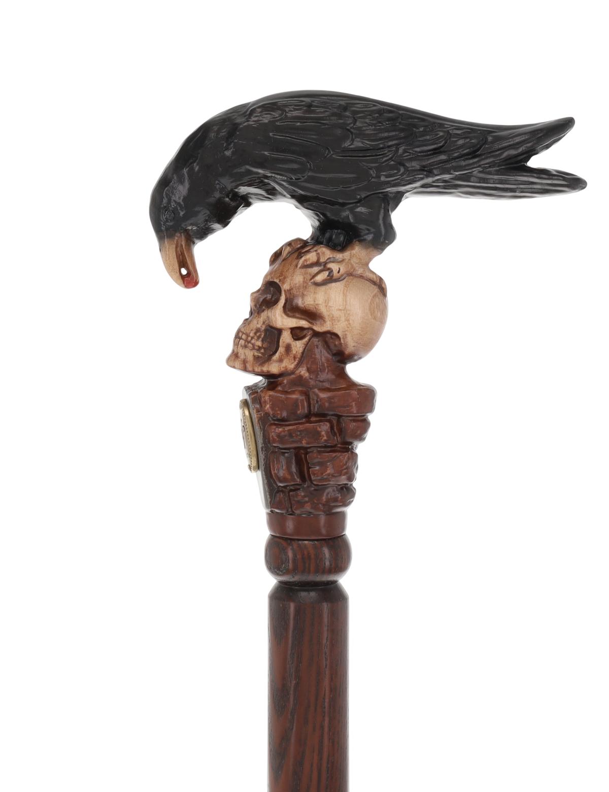 Intricate Handcarved Black Crow & Skull Artisan Cane - Unique Hand Carved Artisan - Tophatter Daily Deals