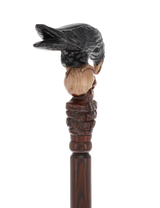Intricate Handcarved Black Crow & Skull Artisan Cane - Unique Hand Carved Artisan - Tophatter Daily Deals
