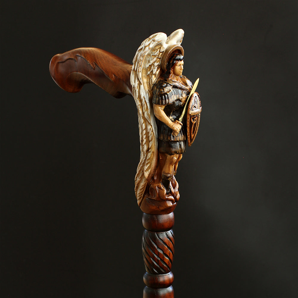Archangel Michael White Wings: Intricate Handcarved Cane Hand Carved Artisan - Tophatter Daily Deals