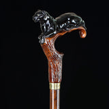 Black Panther Cougar Cat Dark Wood Artisan Intricate Handcarved Cane Hand Carved Artisan - Tophatter Daily Deals