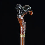 Black Panther Cougar Cat Dark Wood Artisan Intricate Handcarved Cane Hand Carved Artisan - Tophatter Daily Deals