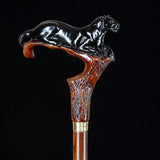 Black Panther Cougar Cat Dark Wood Artisan Intricate Handcarved Cane Hand Carved Artisan - Tophatter Daily Deals