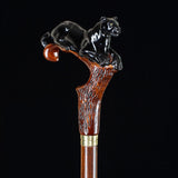 Black Panther Cougar Cat Dark Wood Artisan Intricate Handcarved Cane Hand Carved Artisan - Tophatter Daily Deals