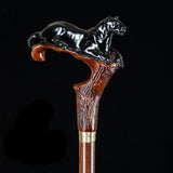 Black Panther Cougar Cat Dark Wood Artisan Intricate Handcarved Cane Hand Carved Artisan - Tophatter Daily Deals