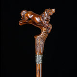 Spaniel Dog: Dark Wood, Bronze Collar Artisan Handcarved Cane Hand Carved Artisan - Tophatter Daily Deals
