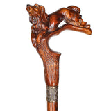 Spaniel Dog: Dark Wood, Bronze Collar Artisan Handcarved Cane Hand Carved Artisan - Tophatter Daily Deals