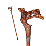 Spaniel Dog: Dark Wood, Bronze Collar Artisan Handcarved Cane Hand Carved Artisan - Tophatter Daily Deals