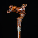 Spaniel Dog: Dark Wood, Bronze Collar Artisan Handcarved Cane Hand Carved Artisan - Tophatter Daily Deals