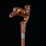 Spaniel Dog: Dark Wood, Bronze Collar Artisan Handcarved Cane Hand Carved Artisan - Tophatter Daily Deals