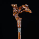 Spaniel Dog: Dark Wood, Bronze Collar Artisan Handcarved Cane Hand Carved Artisan - Tophatter Daily Deals
