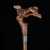 Spaniel Dog: Dark Wood, Bronze Collar Artisan Handcarved Cane Hand Carved Artisan - Tophatter Daily Deals
