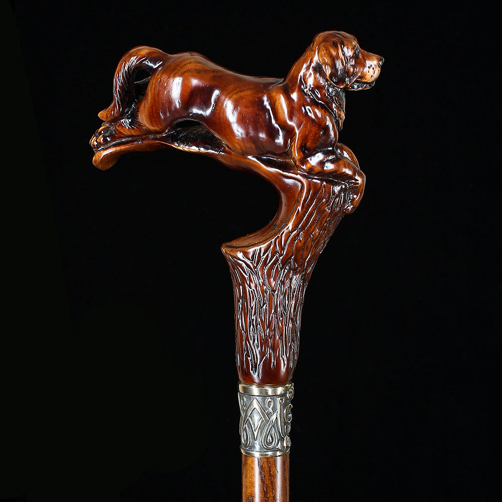 Brown Labrador / Golden Retriever Dog Intricate Handcarved Cane Hand Carved Artisan - Tophatter Daily Deals