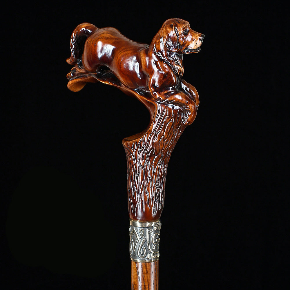 Brown Labrador / Golden Retriever Dog Intricate Handcarved Cane Hand Carved Artisan - Tophatter Daily Deals