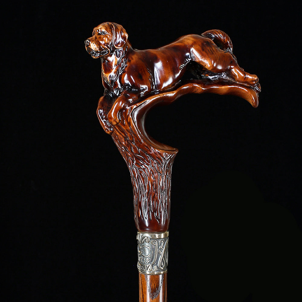 Brown Labrador / Golden Retriever Dog Intricate Handcarved Cane Hand Carved Artisan - Tophatter Daily Deals