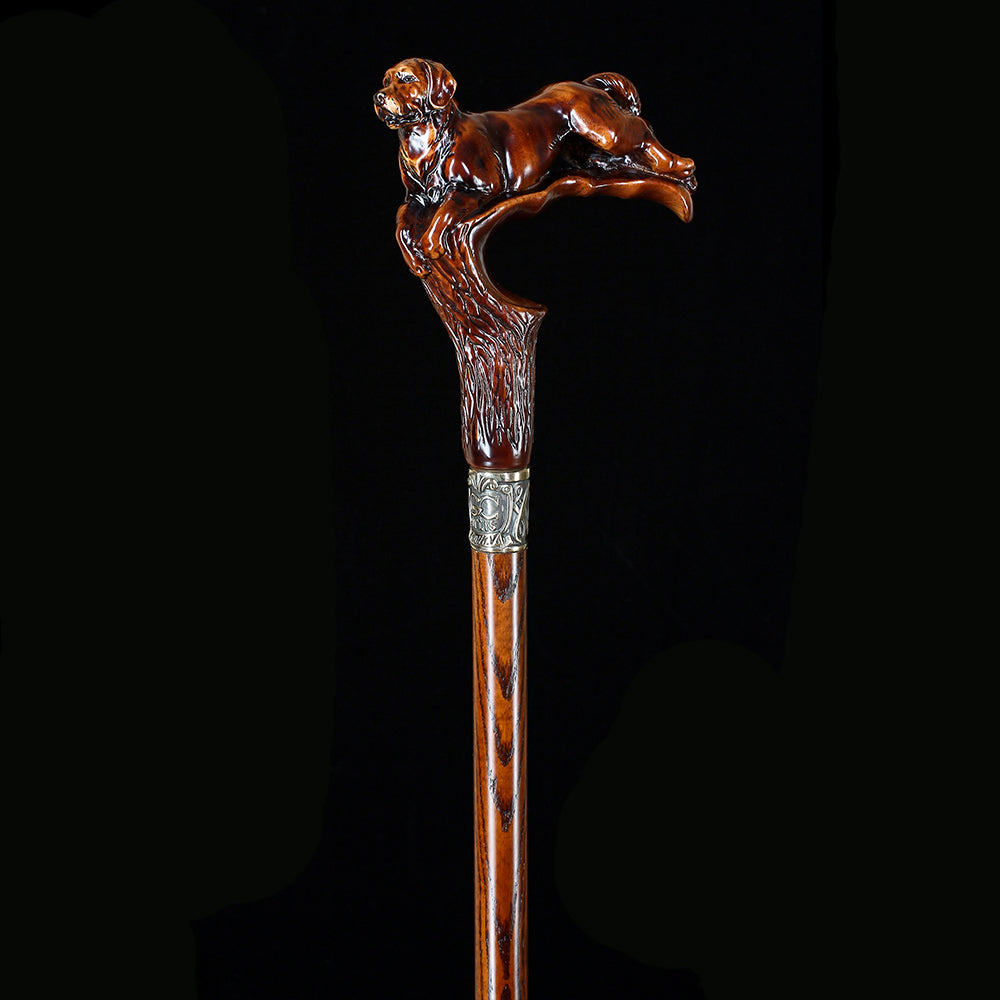 Brown Labrador / Golden Retriever Dog Intricate Handcarved Cane Hand Carved Artisan - Tophatter Daily Deals