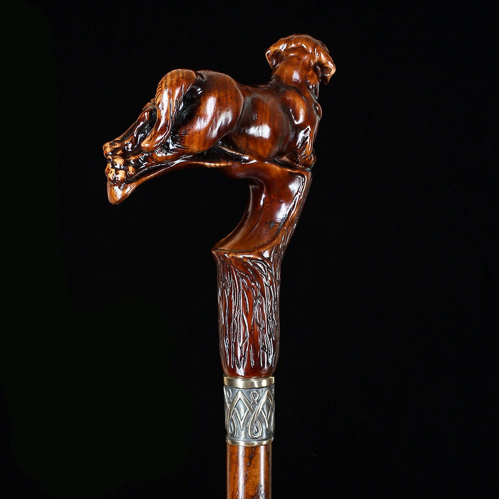 Brown Labrador / Golden Retriever Dog Intricate Handcarved Cane Hand Carved Artisan - Tophatter Daily Deals
