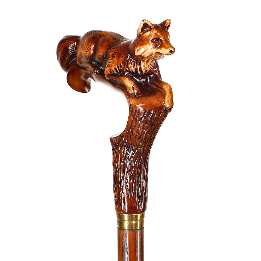 Fox Artisan Intricate Handcarved Cane Hand Carved Artisan - Tophatter Daily Deals