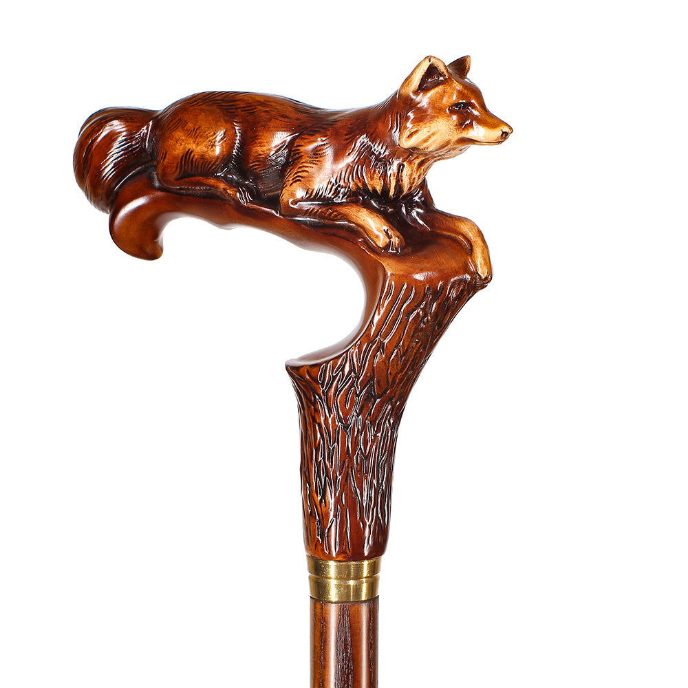 Fox Artisan Intricate Handcarved Cane Hand Carved Artisan - Tophatter Daily Deals