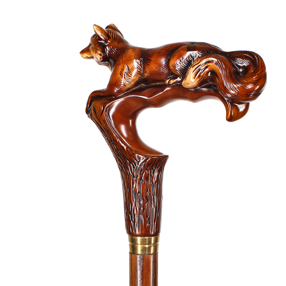 Fox Artisan Intricate Handcarved Cane Hand Carved Artisan - Tophatter Daily Deals