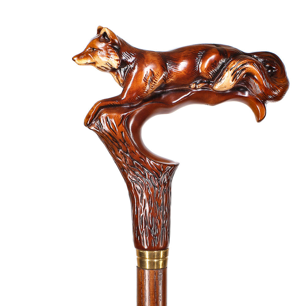 Fox Artisan Intricate Handcarved Cane Hand Carved Artisan - Tophatter Daily Deals