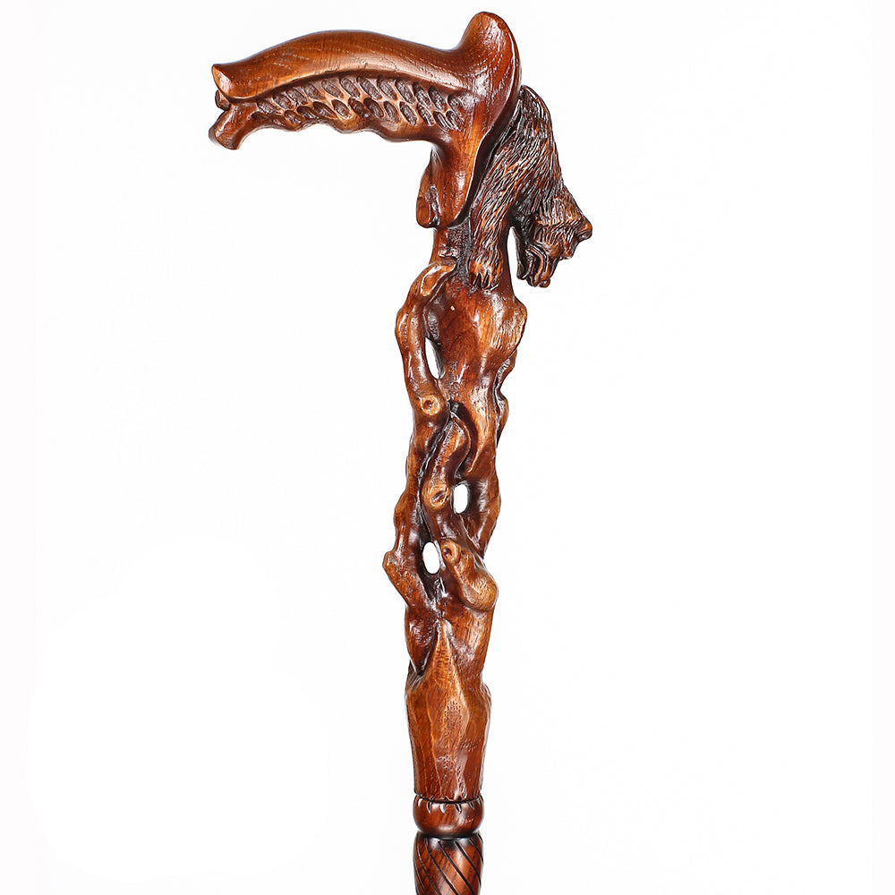 Awakening Bear (dark) Artisan Intricate Handcarved Cane Hand Carved Artisan - Tophatter Daily Deals