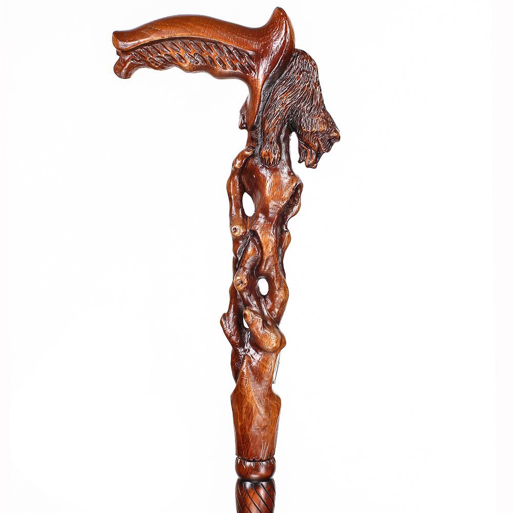 Awakening Bear (dark) Artisan Intricate Handcarved Cane Hand Carved Artisan - Tophatter Daily Deals