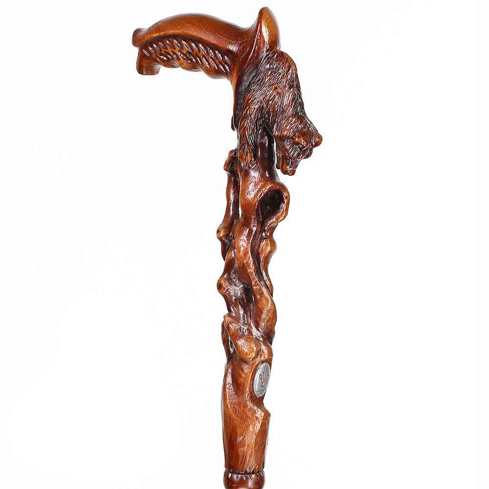 Awakening Bear (dark) Artisan Intricate Handcarved Cane Hand Carved Artisan - Tophatter Daily Deals