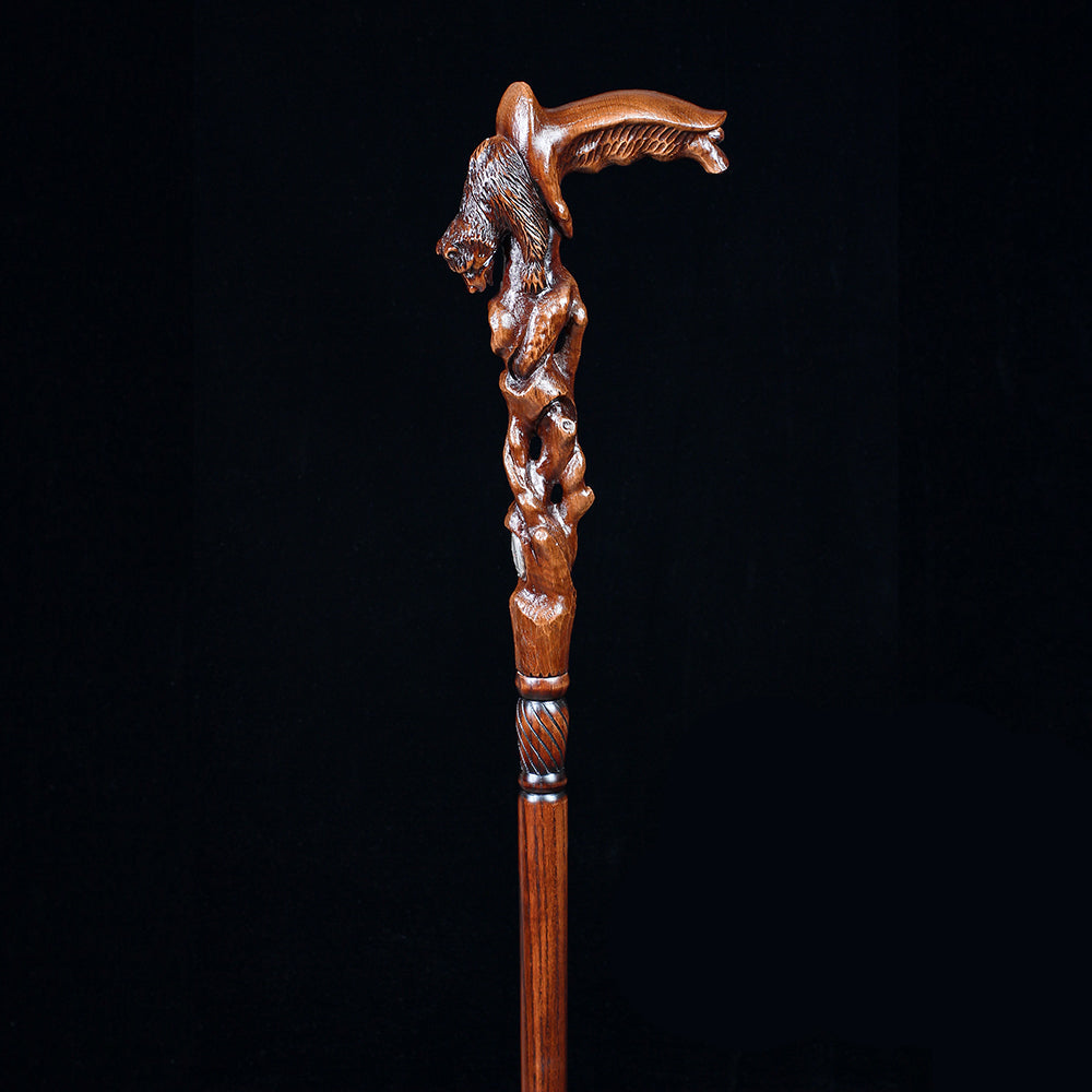 Awakening Bear (dark) Artisan Intricate Handcarved Cane Hand Carved Artisan - Tophatter Daily Deals