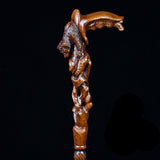 Awakening Bear (dark) Artisan Intricate Handcarved Cane Hand Carved Artisan - Tophatter Daily Deals