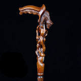 Awakening Bear (dark) Artisan Intricate Handcarved Cane Hand Carved Artisan - Tophatter Daily Deals
