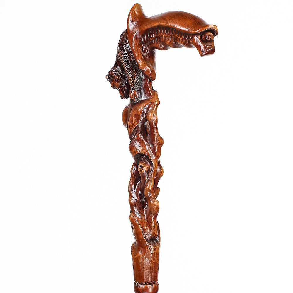 Awakening Bear (dark) Artisan Intricate Handcarved Cane Hand Carved Artisan - Tophatter Daily Deals