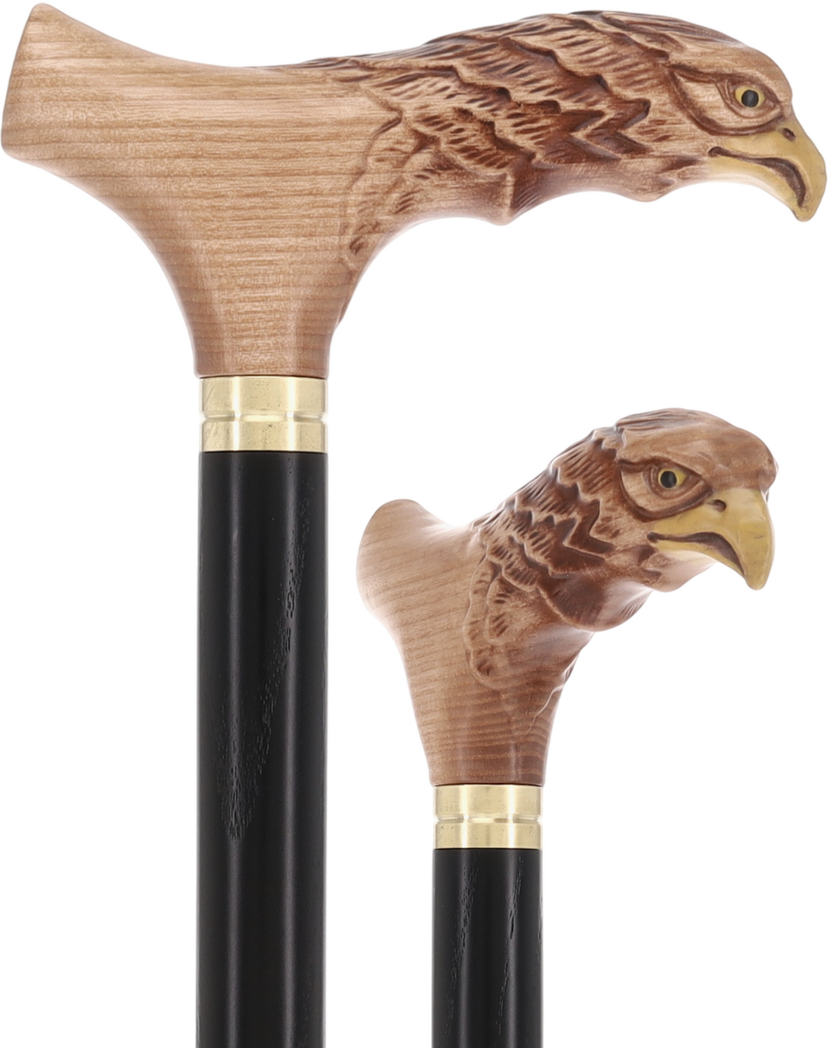 Bald Eagle US Patriotic Walking Cane | Hand-Carved Ash Wood by GC-Artis Light Wood Animal Handled Canes - Tophatter Daily Deals
