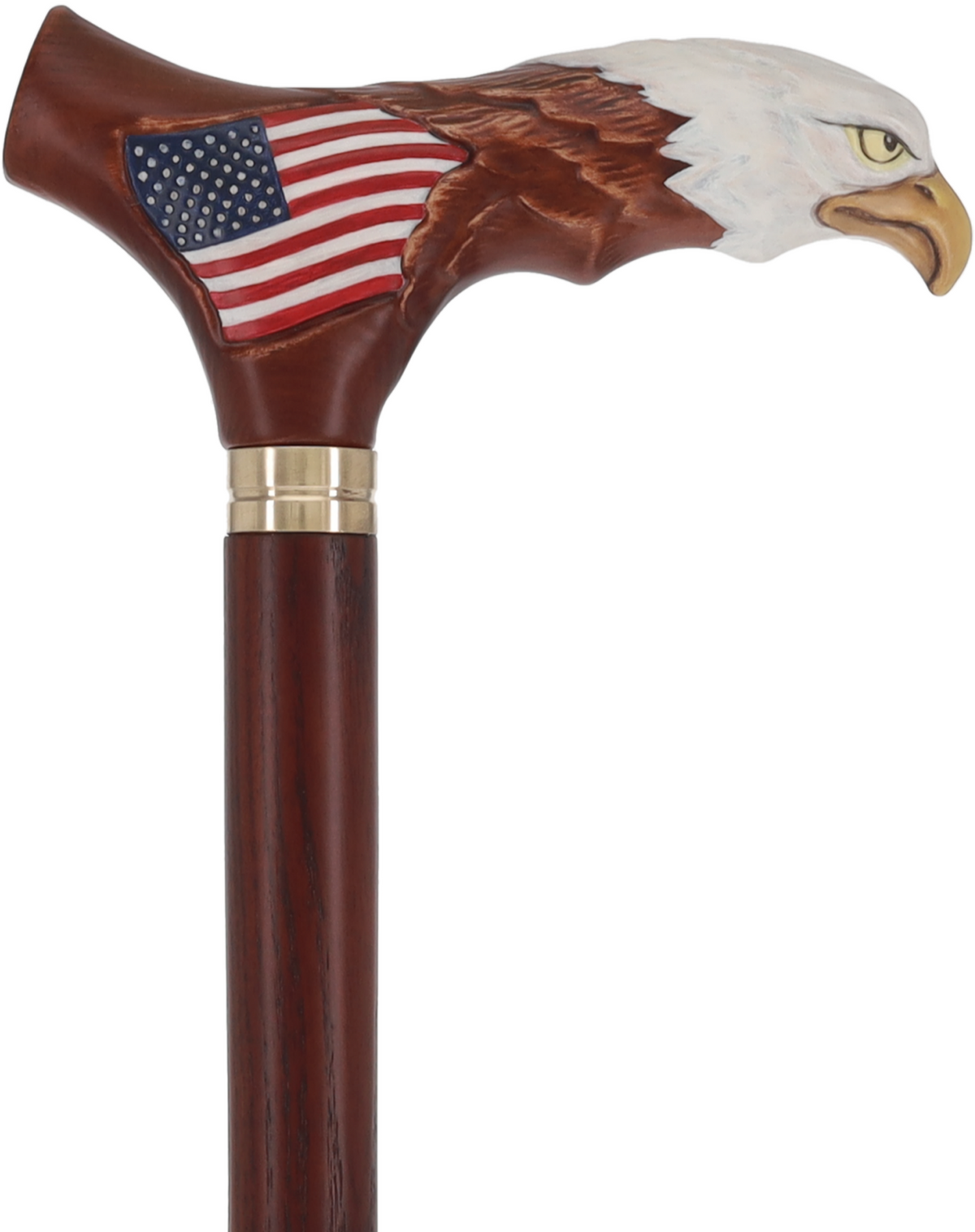 USA Bald Eagle Patriotic Handcarved Cane - Dark Wood (ash) Hand Carved Artisan - Tophatter Daily Deals
