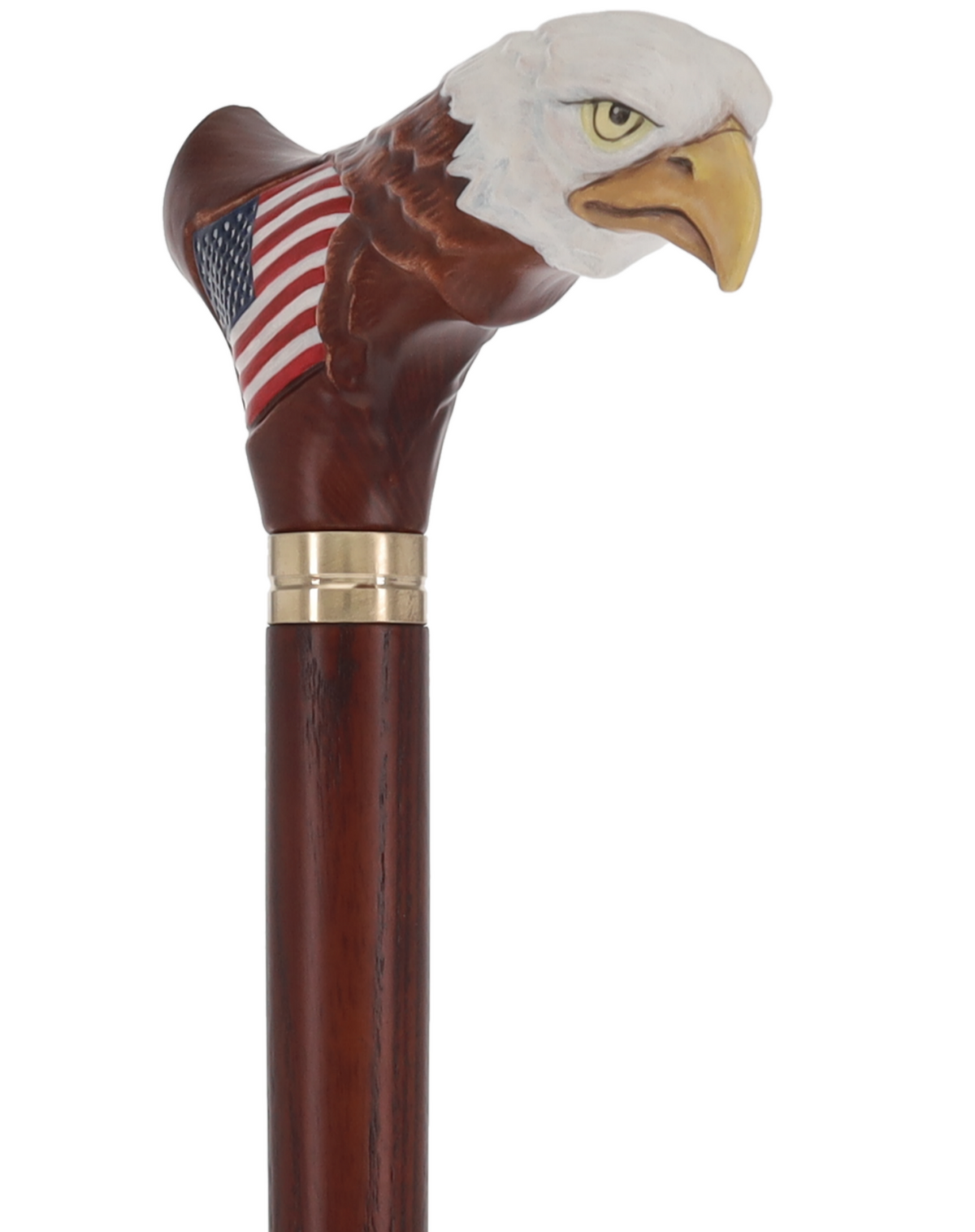 USA Bald Eagle Patriotic Handcarved Cane - Dark Wood (ash) Hand Carved Artisan - Tophatter Daily Deals