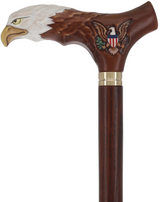 USA Bald Eagle Patriotic Handcarved Cane - Dark Wood (ash) Hand Carved Artisan - Tophatter Daily Deals